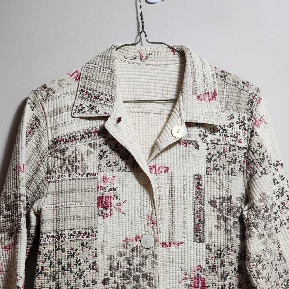 Vintage Northern Reflections reversible quilted patchwork floral jacket cream - Picture 4 of 8